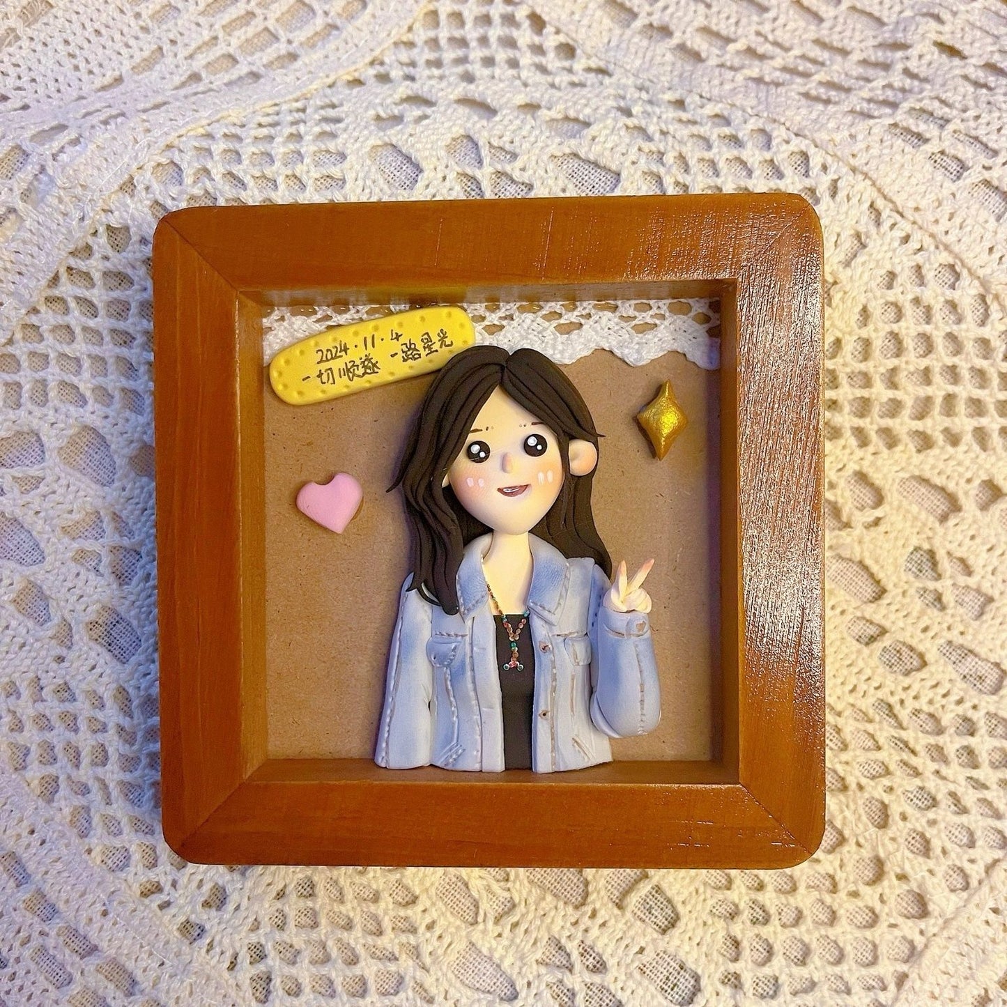Custom Clay Cartoon Figurine Photo Frames Birthday Graduation