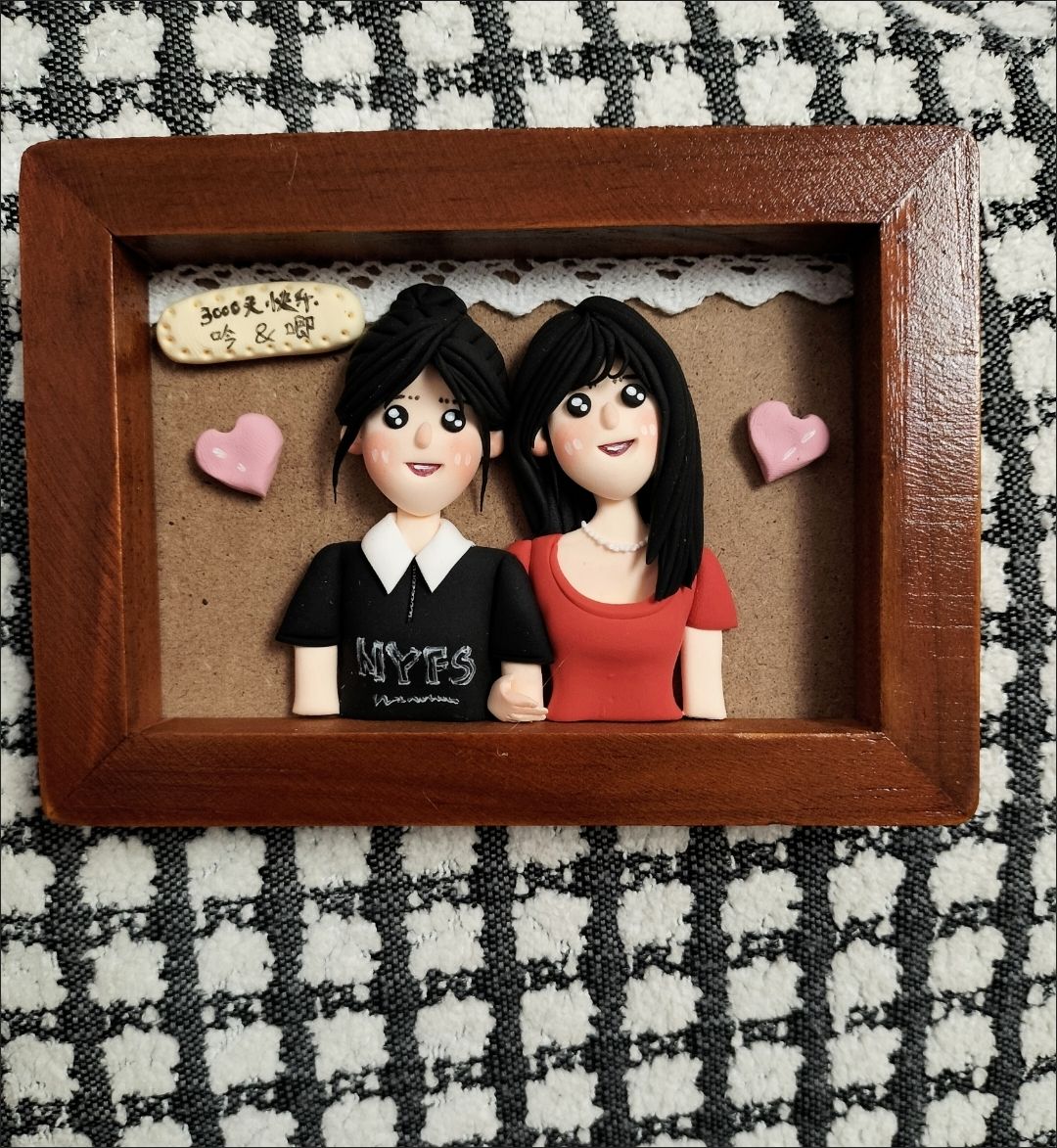 Custom Clay Cartoon Figurine Photo Frames Bestie Sibling