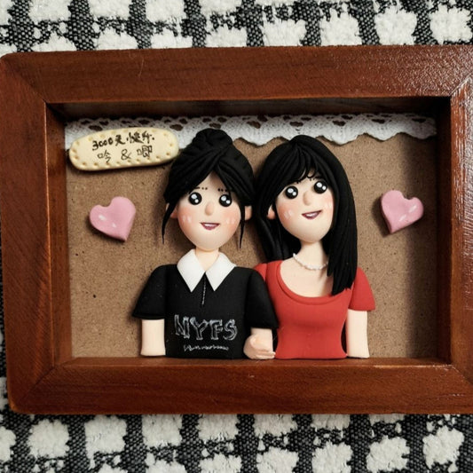 Custom Clay Cartoon Figurine Photo Frames Bestie Sibling