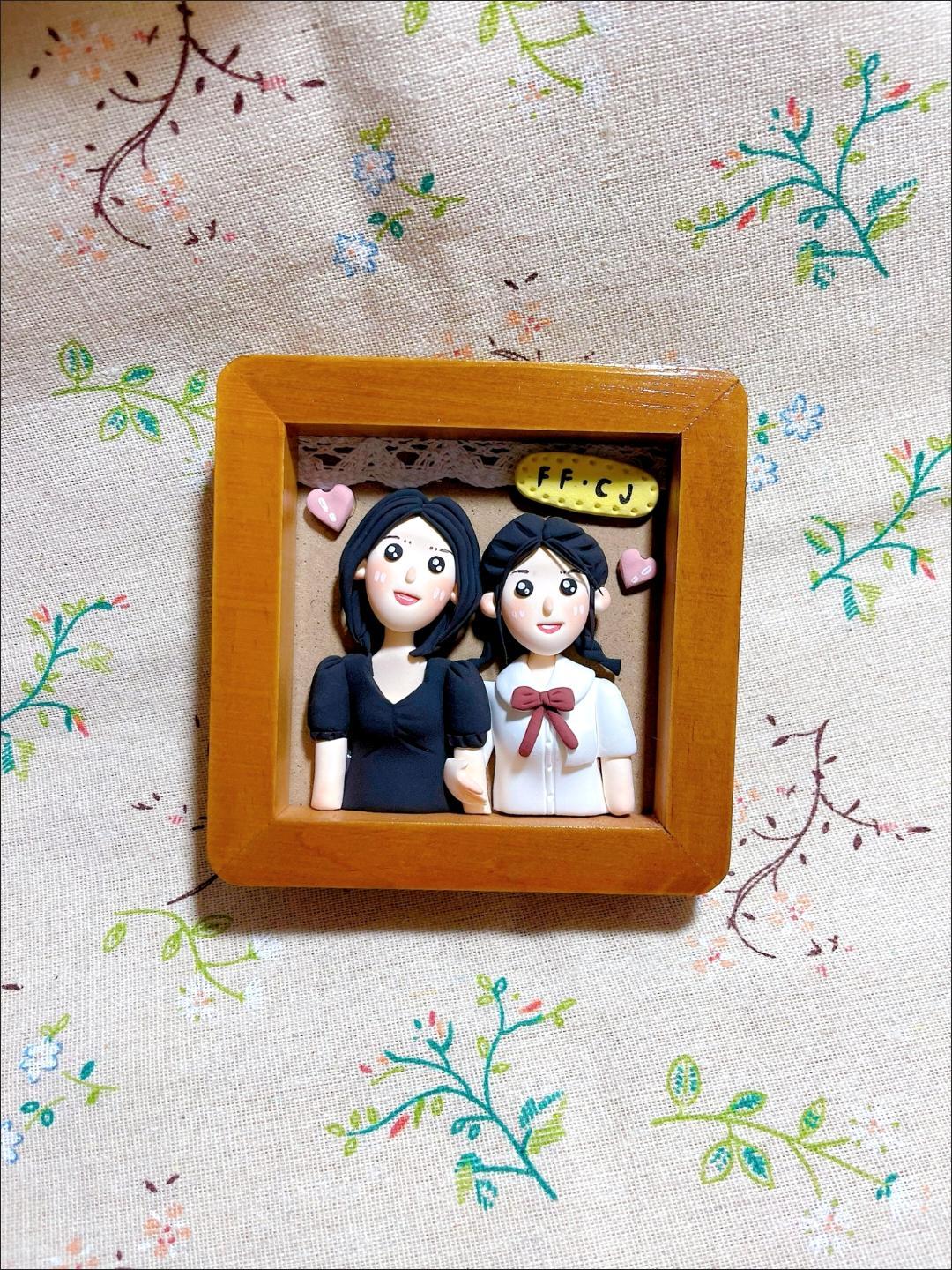 Custom Clay Cartoon Figurine Photo Frames Bestie Sibling