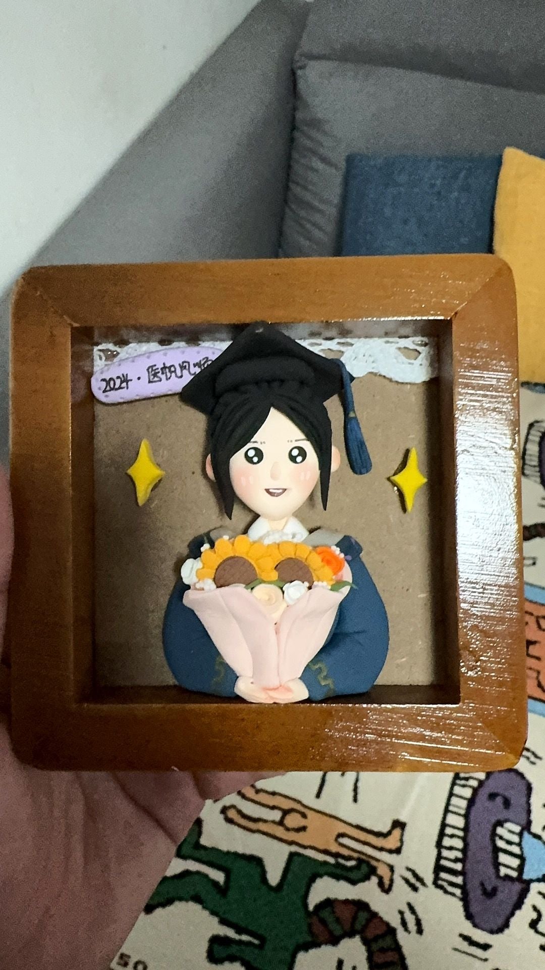 Custom Clay Cartoon Figurine Photo Frames Birthday Graduation