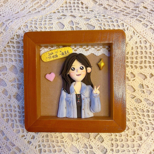 Custom Clay Cartoon Figurine Photo Frames Birthday Graduation