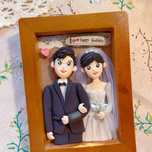 Custom Clay Cartoon Figurine Photo Frames Wedding Anniversary