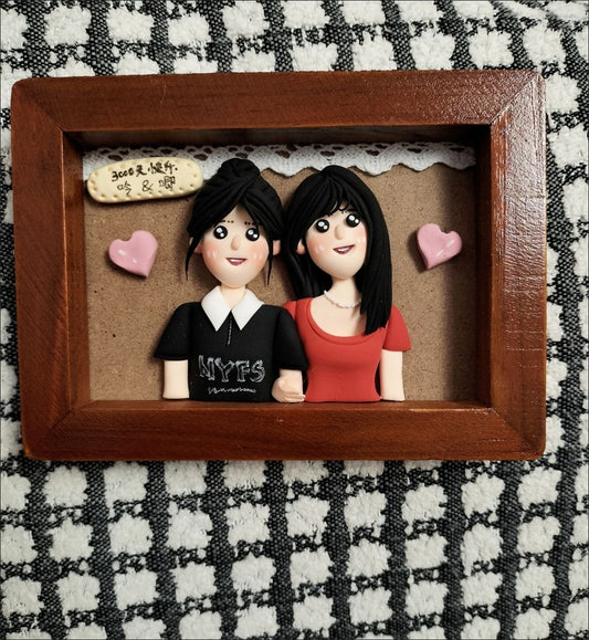 Custom Clay Cartoon Figurine Photo Frames Bestie Sibling
