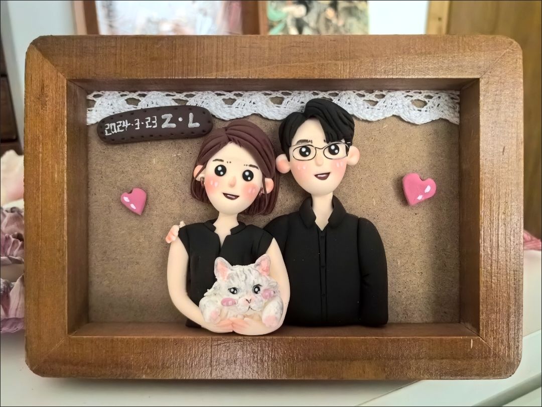 Custom Clay Cartoon Figurine Photo Frames Fmaily